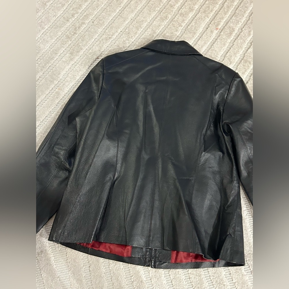 Vintage Worthington Black Leather Collared Zip Jacket - XL - Picture 7 of 11